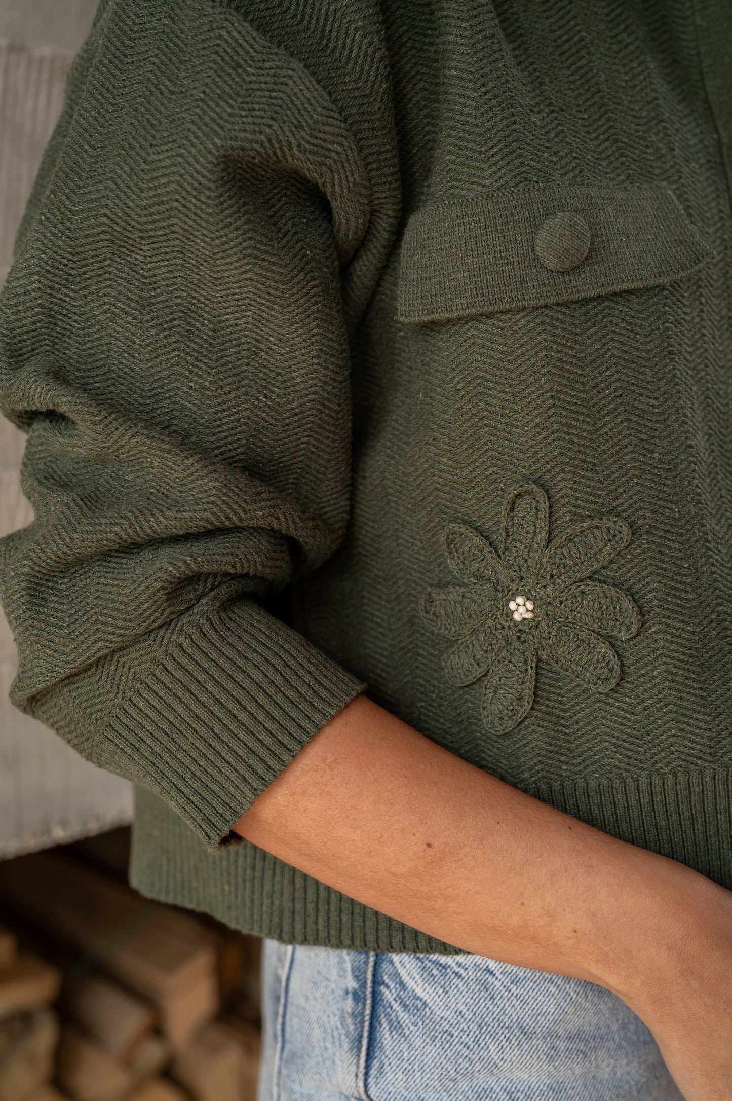 Cardigan Flor Granate Verde oliva