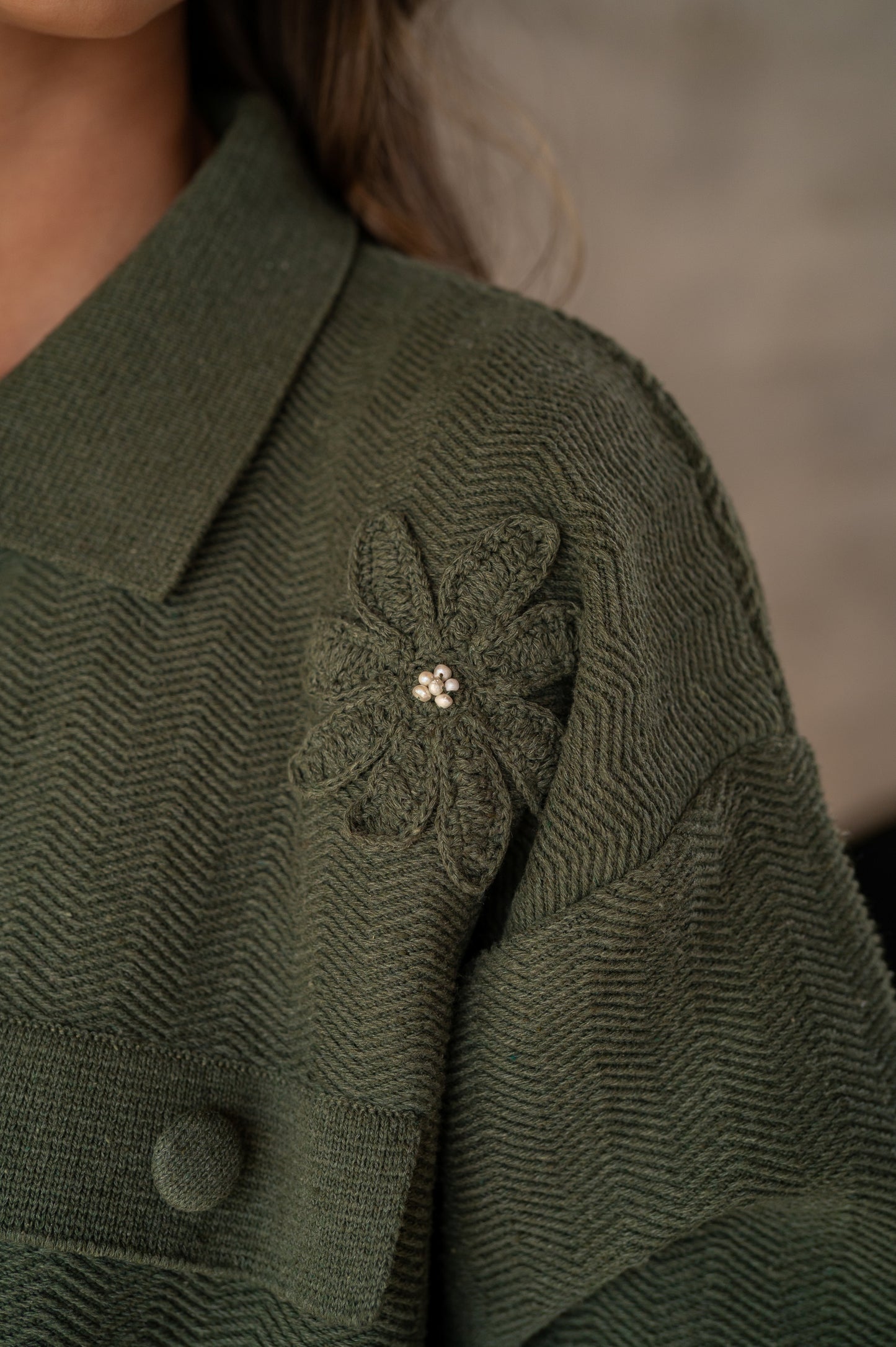 Cardigan Flor Granate Verde oliva