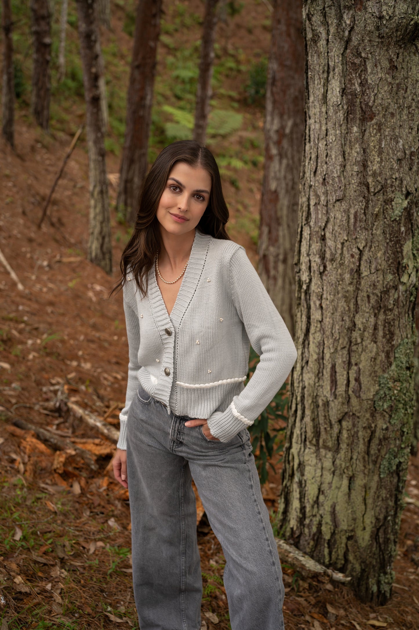 Cardigan Granate Gris