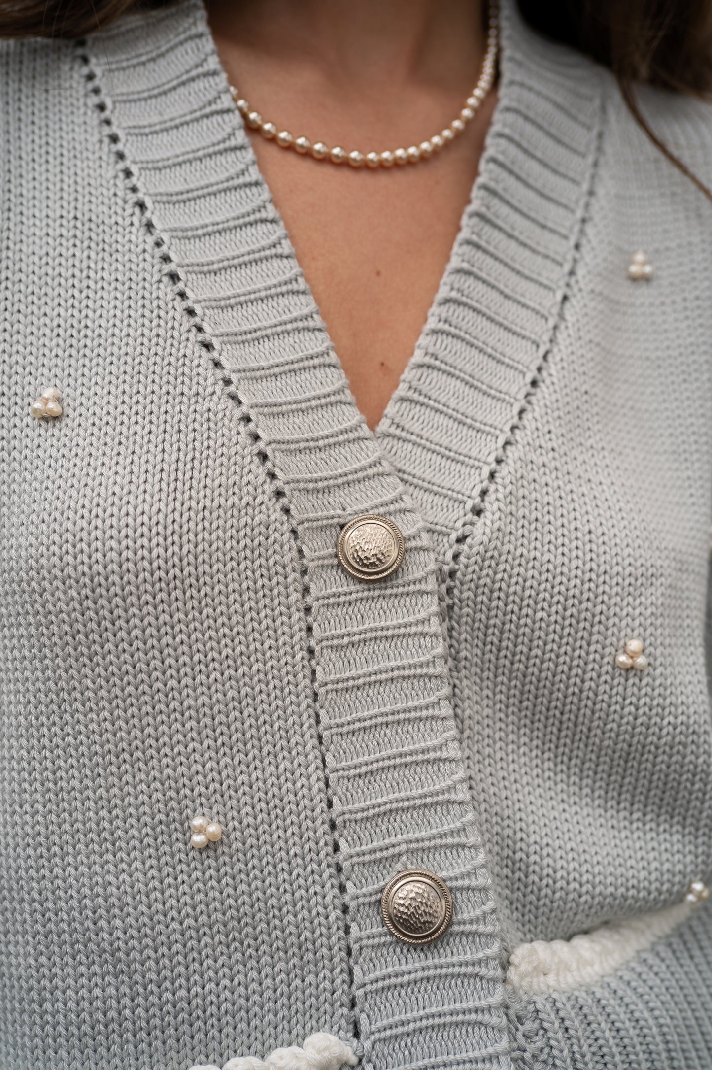 Cardigan Granate Gris