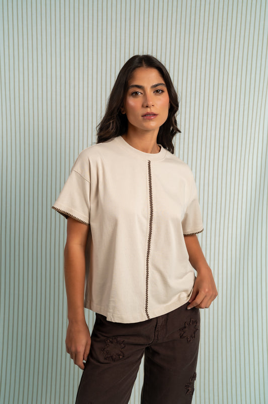Camiseta Ciruela Beige