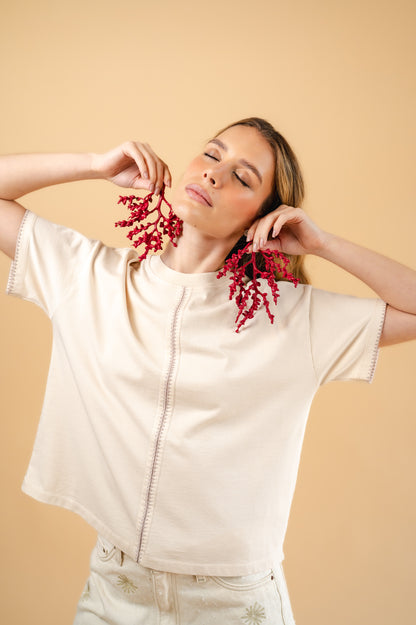 Camiseta Duna beige-rosa