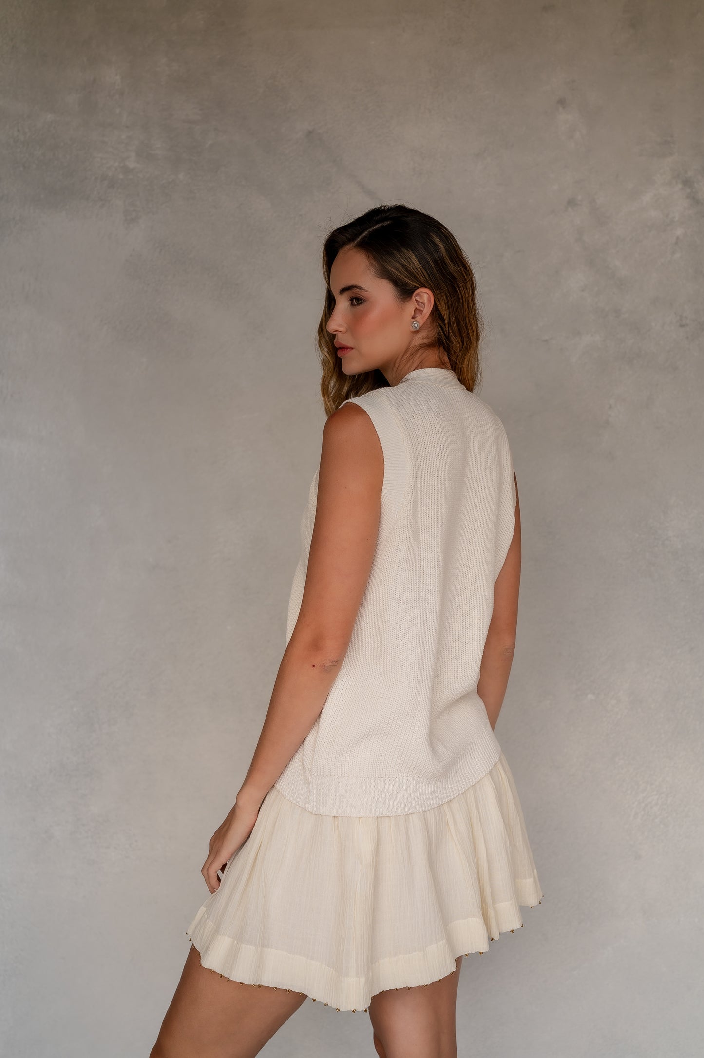 Chaleco espresso beige