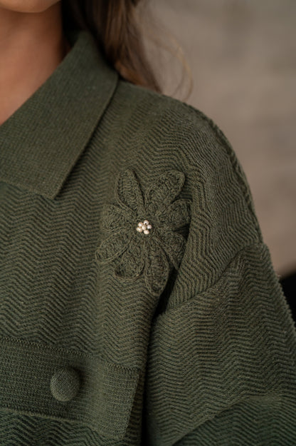 Cardigan Flor Granate Verde oliva