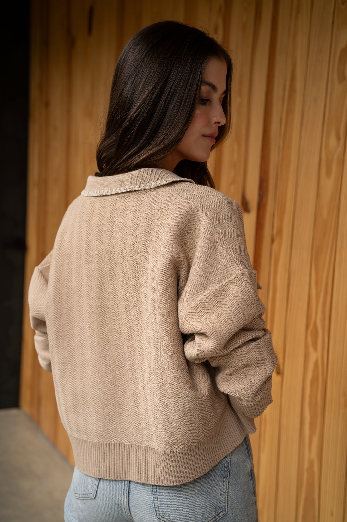 Cardigan Flor Granate Beige