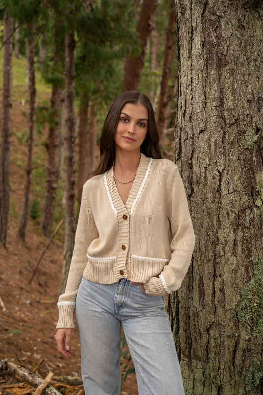 Cardigan Granate Beige