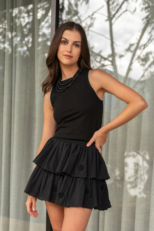 Falda flor ónix